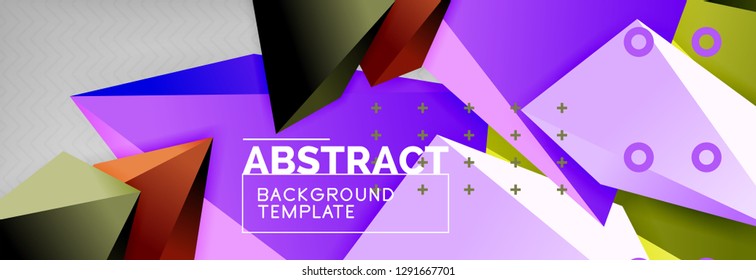 Triangles polygonal background, vector 3d poly template, vector geometric minimal design