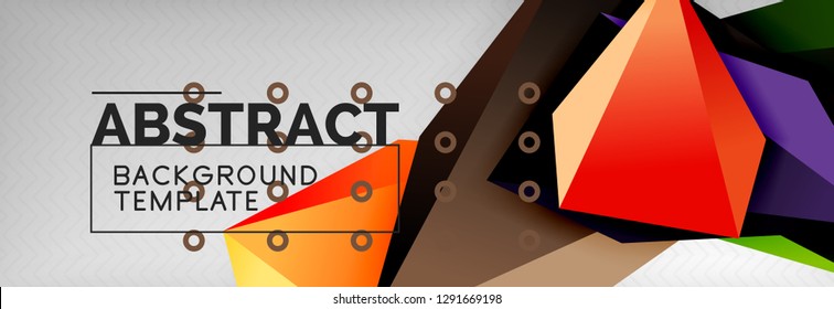 Triangles polygonal background, vector 3d poly template, vector geometric minimal design