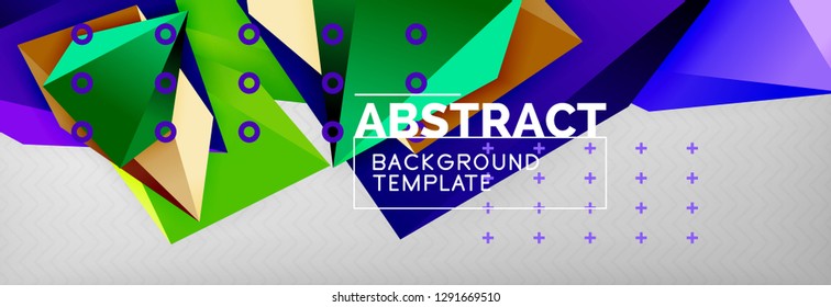 Triangles polygonal background, vector 3d poly template, vector geometric minimal design