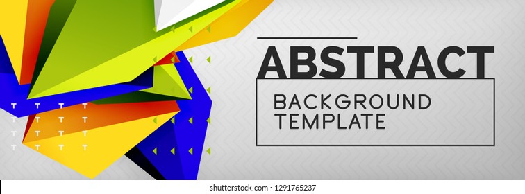 Triangles polygonal background, vector 3d poly template, vector geometric minimal design