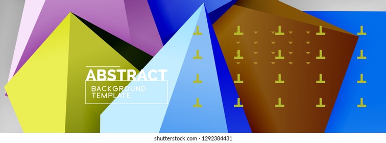 Triangles polygonal background, vector 3d poly template, vector geometric minimal design