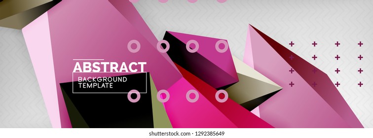 Triangles polygonal background, vector 3d poly template, vector geometric minimal design