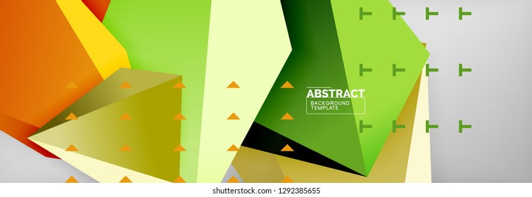 Triangles polygonal background, vector 3d poly template, vector geometric minimal design