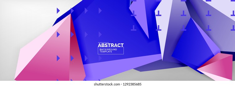 Triangles polygonal background, vector 3d poly template, vector geometric minimal design