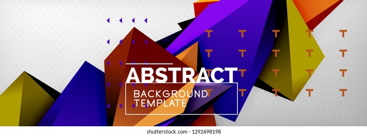 Triangles polygonal background, vector 3d poly template, vector geometric minimal design