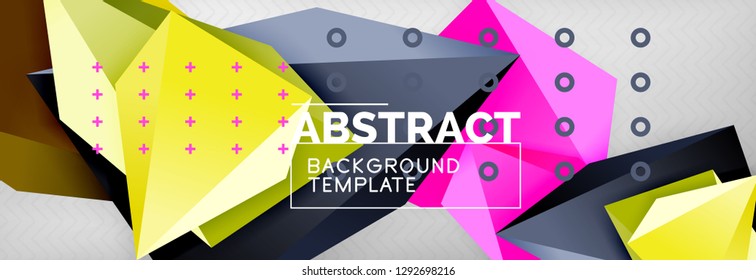 Triangles polygonal background, vector 3d poly template, vector geometric minimal design