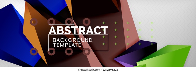 Triangles polygonal background, vector 3d poly template, vector geometric minimal design