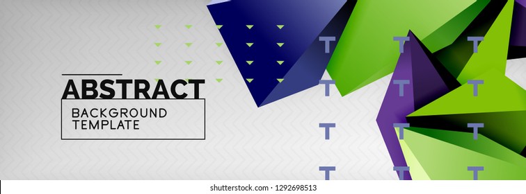 Triangles polygonal background, vector 3d poly template, vector geometric minimal design