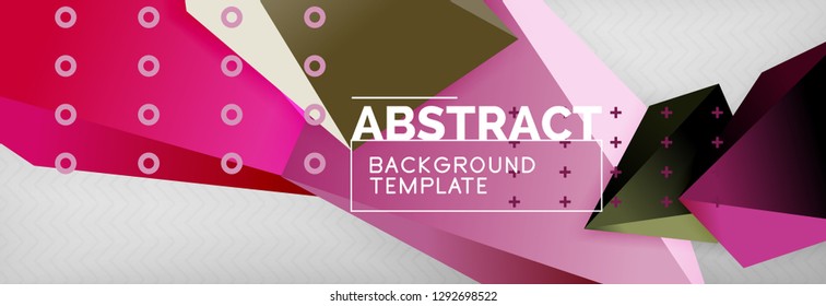 Triangles polygonal background, vector 3d poly template, vector geometric minimal design