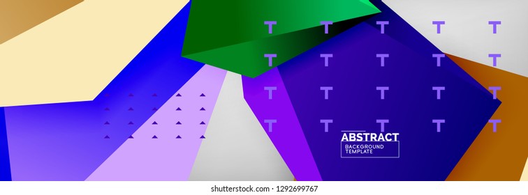 Triangles polygonal background, vector 3d poly template, vector geometric minimal design