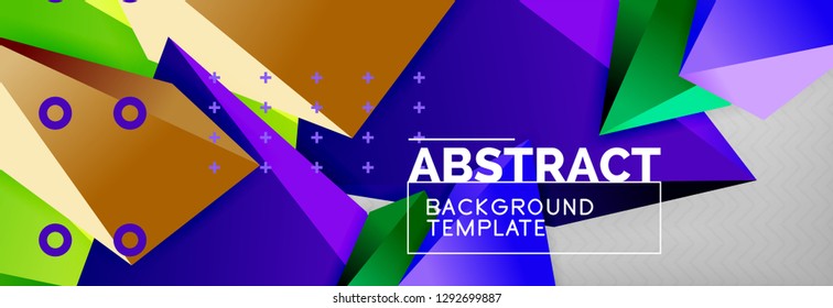 Triangles polygonal background, vector 3d poly template, vector geometric minimal design
