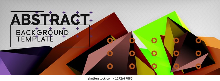 Triangles polygonal background, vector 3d poly template, vector geometric minimal design