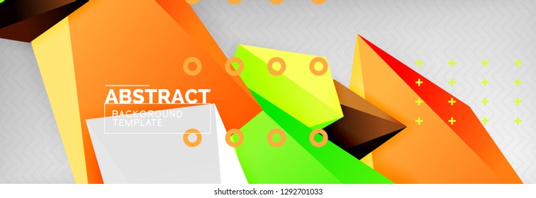 Triangles polygonal background, vector 3d poly template, vector geometric minimal design