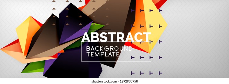 Triangles polygonal background, vector 3d poly template, vector geometric minimal design