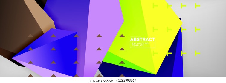 Triangles polygonal background, vector 3d poly template, vector geometric minimal design