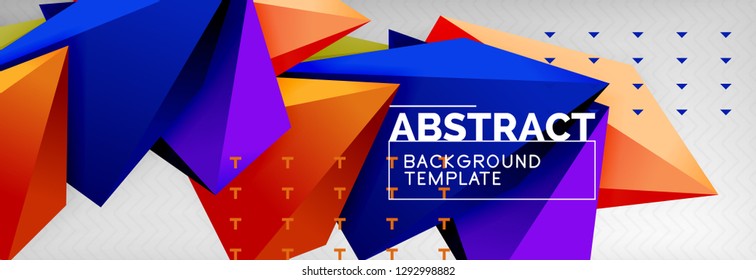 Triangles polygonal background, vector 3d poly template, vector geometric minimal design