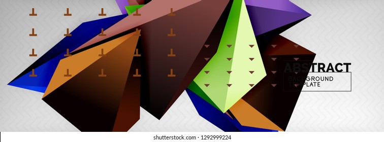 Triangles polygonal background, vector 3d poly template, vector geometric minimal design