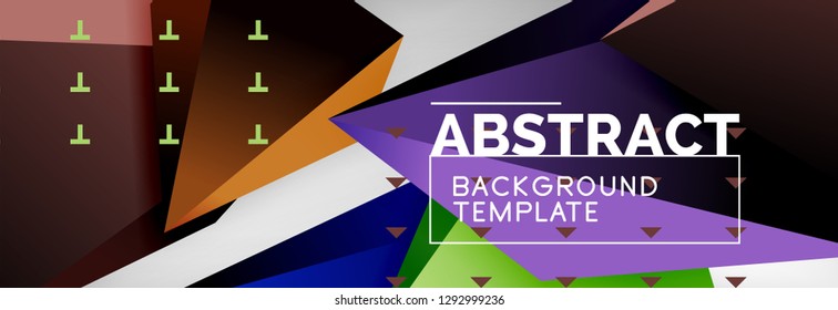 Triangles polygonal background, vector 3d poly template, vector geometric minimal design