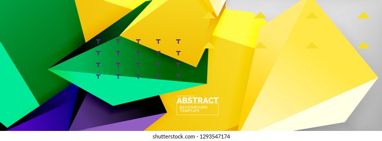 Triangles polygonal background, vector 3d poly template, vector geometric minimal design
