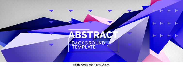 Triangles polygonal background, vector 3d poly template, vector geometric minimal design