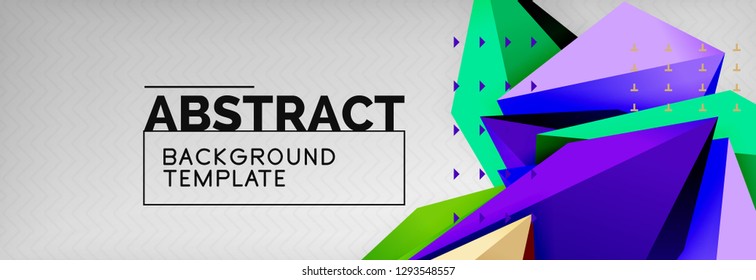 Triangles polygonal background, vector 3d poly template, vector geometric minimal design