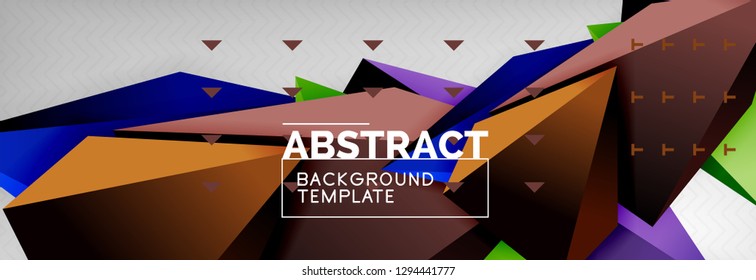 Triangles polygonal background, vector 3d poly template, vector geometric minimal design