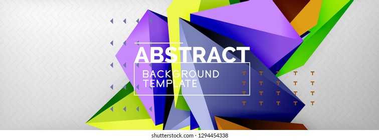 Triangles polygonal background, vector 3d poly template, vector geometric minimal design