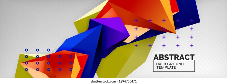 Triangles polygonal background, vector 3d poly template, vector geometric minimal design