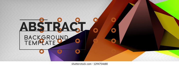 Triangles polygonal background, vector 3d poly template, vector geometric minimal design