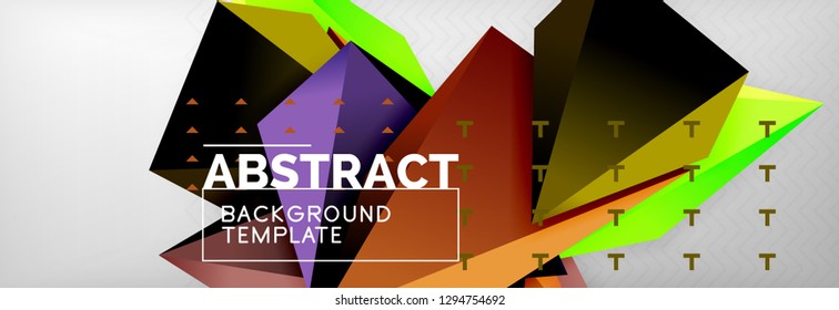 Triangles polygonal background, vector 3d poly template, vector geometric minimal design