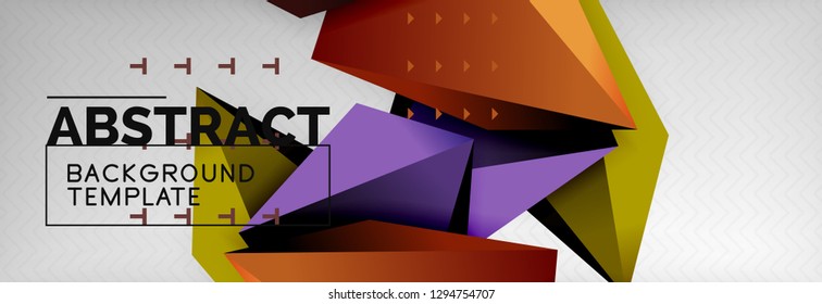 Triangles polygonal background, vector 3d poly template, vector geometric minimal design