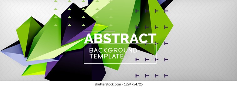 Triangles polygonal background, vector 3d poly template, vector geometric minimal design