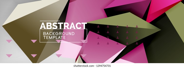 Triangles polygonal background, vector 3d poly template, vector geometric minimal design