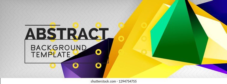 Triangles polygonal background, vector 3d poly template, vector geometric minimal design