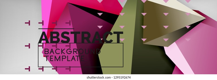 Triangles polygonal background, vector 3d poly template, vector geometric minimal design