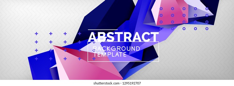 Triangles polygonal background, vector 3d poly template, vector geometric minimal design