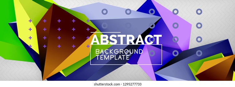 Triangles polygonal background, vector 3d poly template, vector geometric minimal design