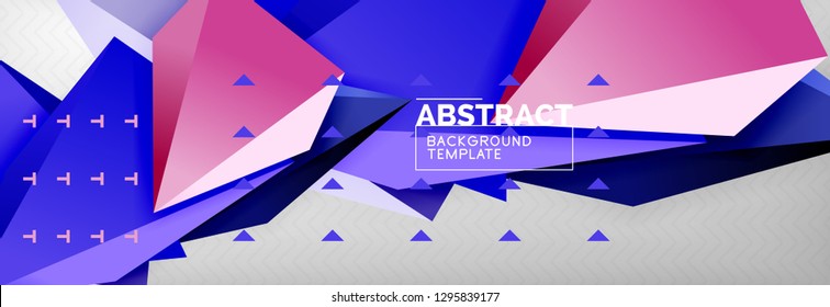 Triangles polygonal background, vector 3d poly template, vector geometric minimal design