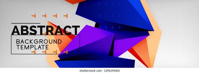 Triangles polygonal background, vector 3d poly template, vector geometric minimal design