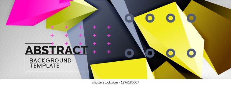 Triangles polygonal background, vector 3d poly template, vector geometric minimal design