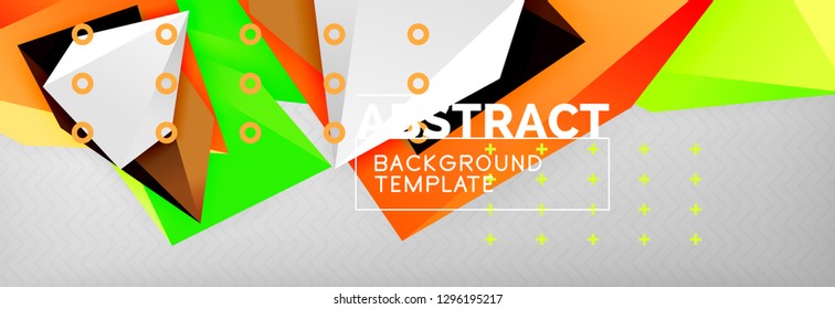 Triangles polygonal background, vector 3d poly template, vector geometric minimal design