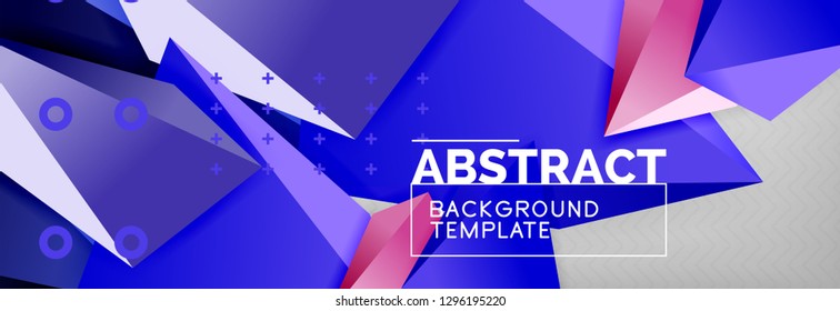 Triangles polygonal background, vector 3d poly template, vector geometric minimal design