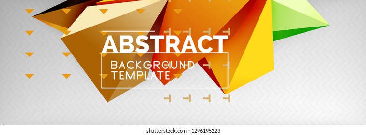 Triangles polygonal background, vector 3d poly template, vector geometric minimal design