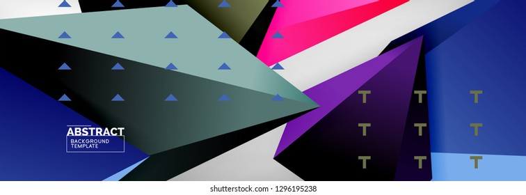 Triangles polygonal background, vector 3d poly template, vector geometric minimal design