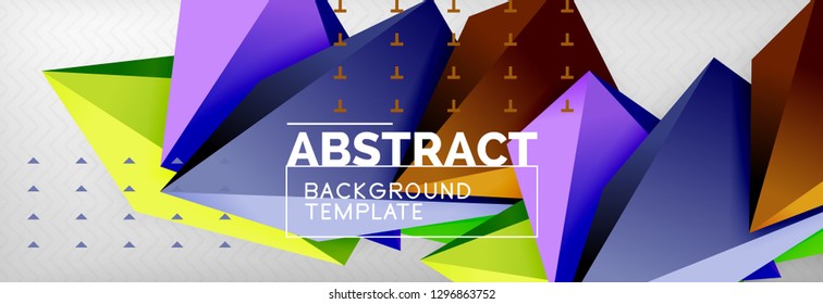 Triangles polygonal background, vector 3d poly template, vector geometric minimal design