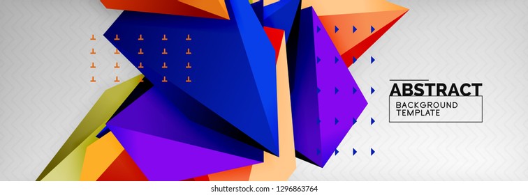 Triangles polygonal background, vector 3d poly template, vector geometric minimal design