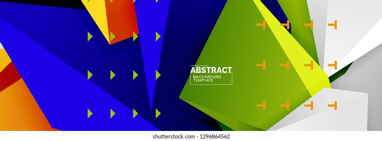 Triangles polygonal background, vector 3d poly template, vector geometric minimal design