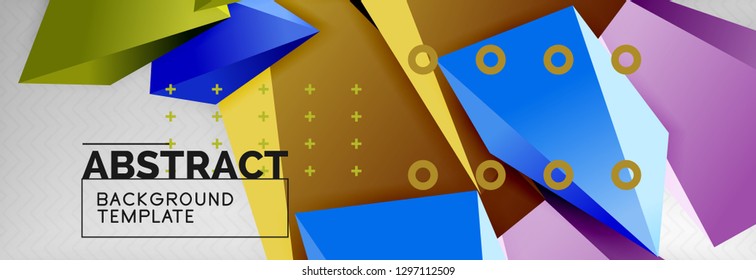 Triangles polygonal background, vector 3d poly template, vector geometric minimal design