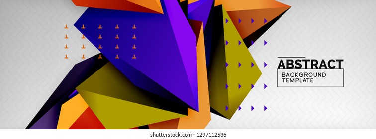 Triangles polygonal background, vector 3d poly template, vector geometric minimal design