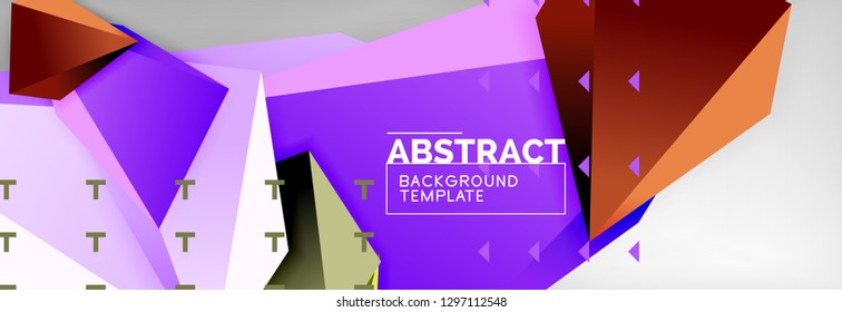 Triangles polygonal background, vector 3d poly template, vector geometric minimal design